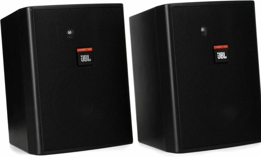JBL Control 25AV Indoor/Outdoor Speaker Pair - Compact, Black, Professional Background/Foreground Sound