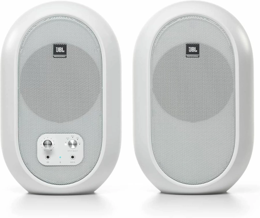 JBL 104-BT 4.5-Inch Bluetooth Desktop Reference Monitors - White (Pair) Professional Studio Speakers