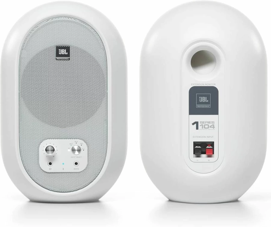 JBL 104-BT 4.5-Inch Bluetooth Desktop Reference Monitors - White (Pair) Professional Studio Speakers