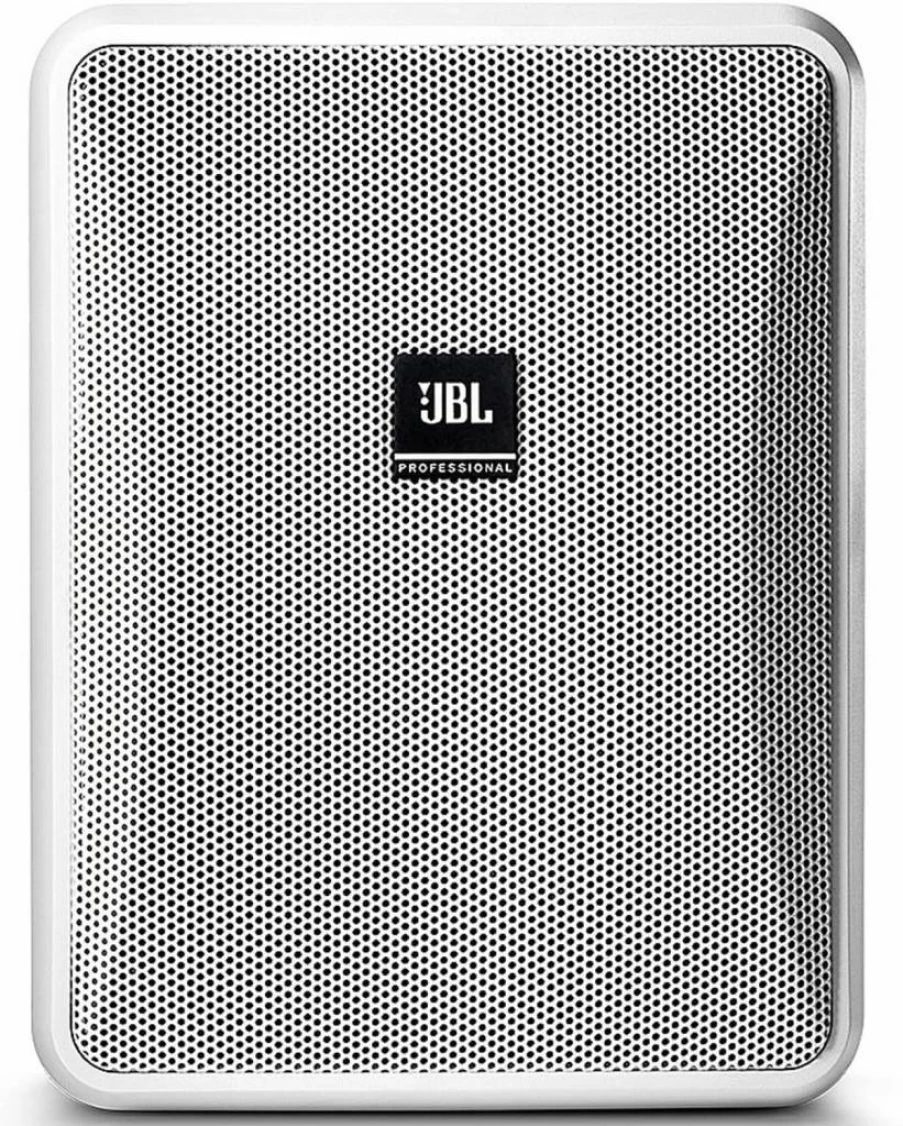JBL Control 23-1L/WH 8-Ohm Indoor Outdoor Speaker Pair - Ultra-Compact White Background/Foreground Audio System