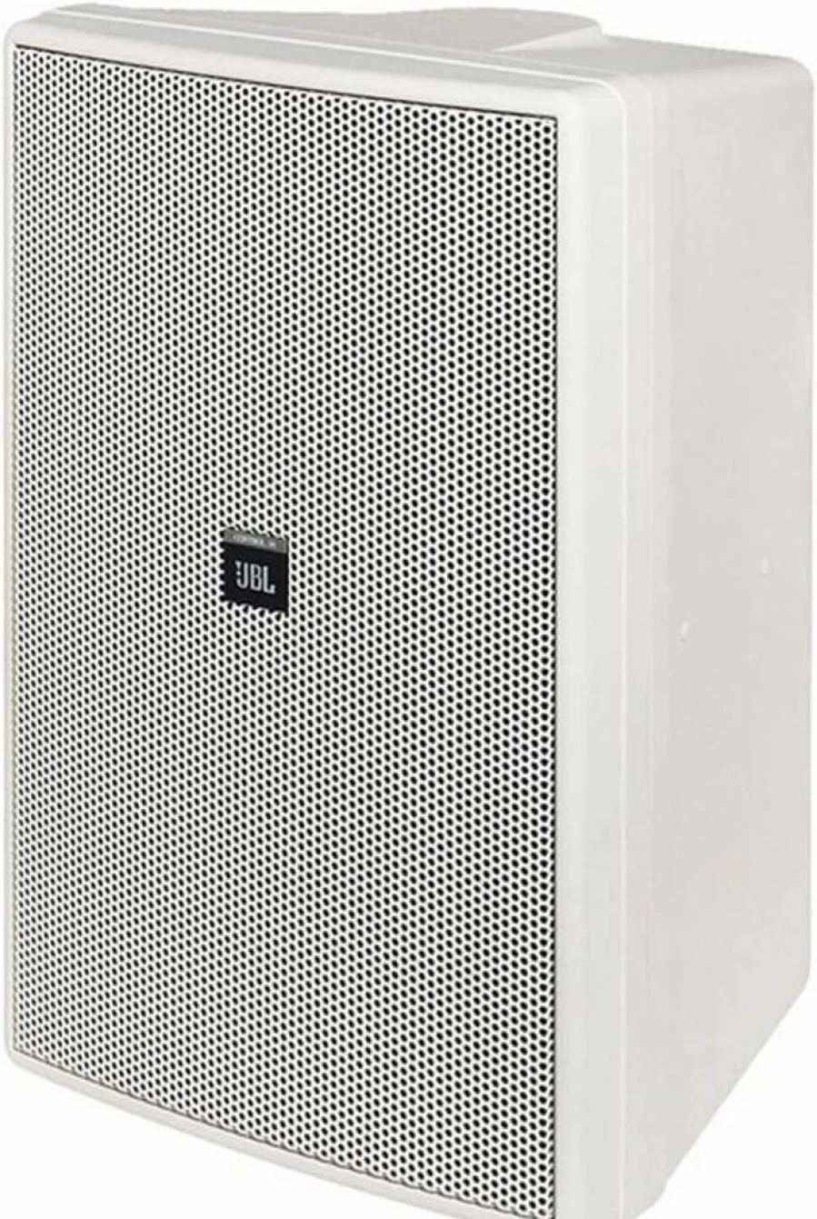 JBL Control 28-1 8-Inch 120W White Weatherproof Indoor Outdoor Wall-Mounted Speaker Pair - High Output Broad Sound Coverage
