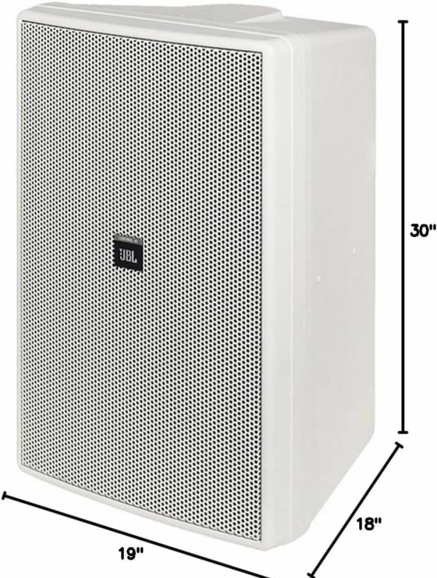JBL Control 28-1 8-Inch 120W White Weatherproof Indoor Outdoor Wall-Mounted Speaker Pair - High Output Broad Sound Coverage